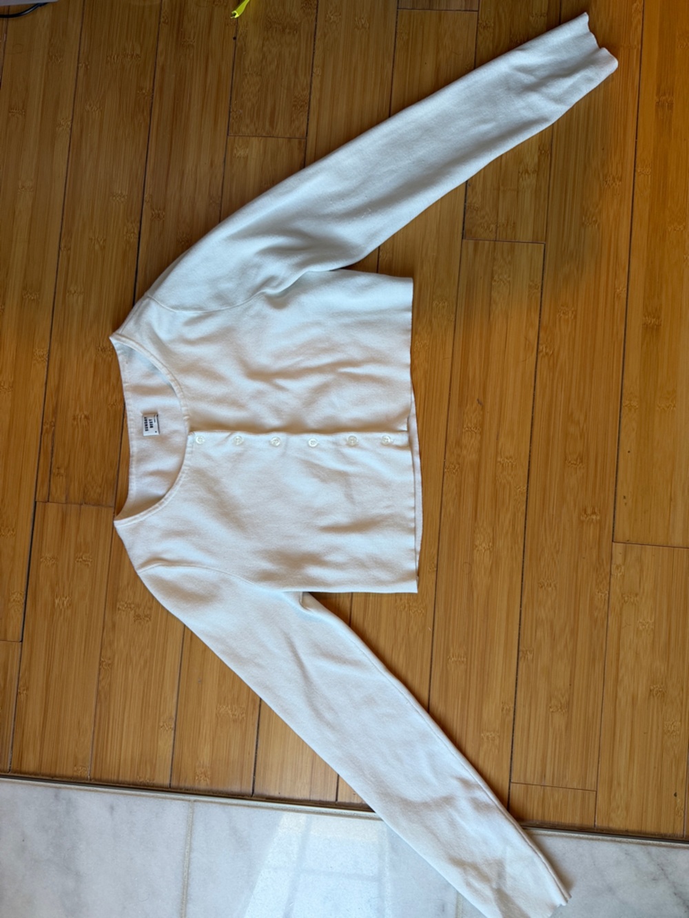 Aritzia Sunday Best White Cropped Button-Front Cardigan